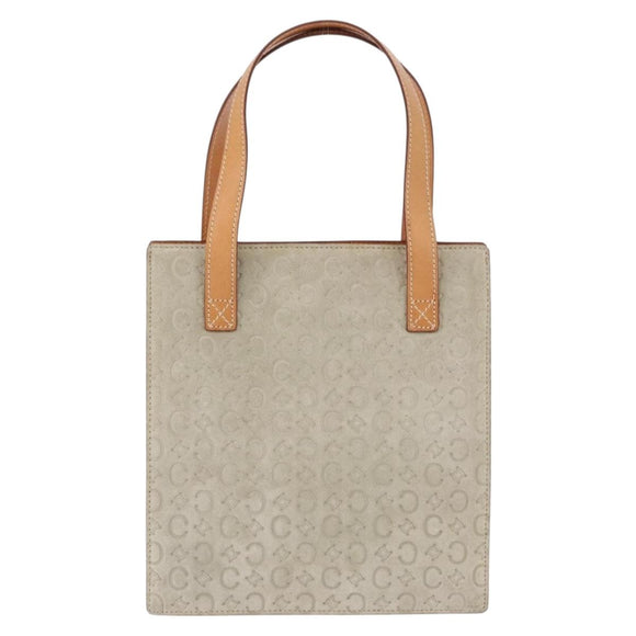 CELINE C Macadam Canvas Hand Bag Suede Gray Silver Auth 192286A