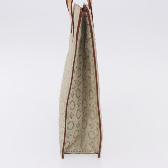 CELINE C Macadam Canvas Hand Bag Suede Gray Silver Auth 192286A
