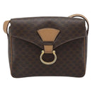 CELINE Macadam Canvas Shoulder Bag PVC Leather Brown Gold Auth 192288-13