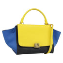 CELINE Trapeze Hand Bag Leather 2way Yellow Gold Auth 192289A-1