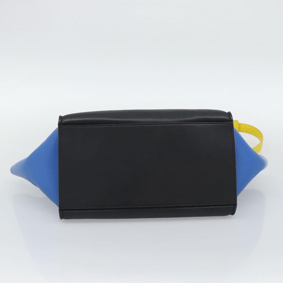CELINE Trapeze Hand Bag Leather 2way Yellow Gold Auth 192289A