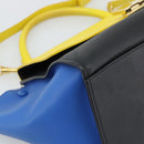 CELINE Trapeze Hand Bag Leather 2way Yellow Gold Auth 192289A-13