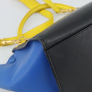 CELINE Trapeze Hand Bag Leather 2way Yellow Gold Auth 192289A-15