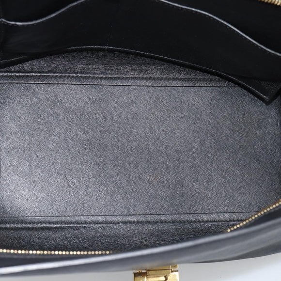 CELINE Trapeze Hand Bag Leather 2way Yellow Gold Auth 192289A