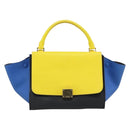 CELINE Trapeze Hand Bag Leather 2way Yellow Gold Auth 192289A-2