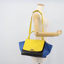 CELINE Trapeze Hand Bag Leather 2way Yellow Gold Auth 192289A-25