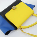 CELINE Trapeze Hand Bag Leather 2way Yellow Gold Auth 192289A-6