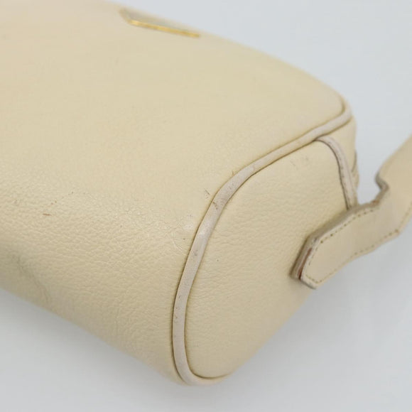 SAINT LAURENT Shoulder Bag Leather Ivory Gold Auth 192290