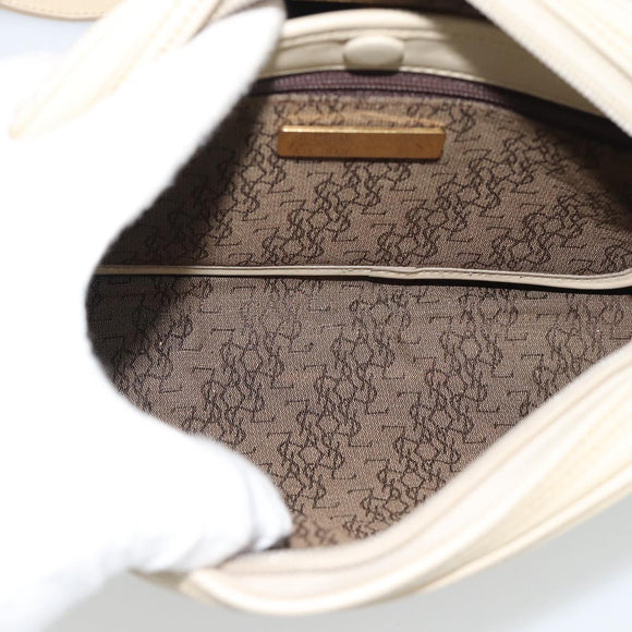 SAINT LAURENT Shoulder Bag Leather Ivory Gold Auth 192290