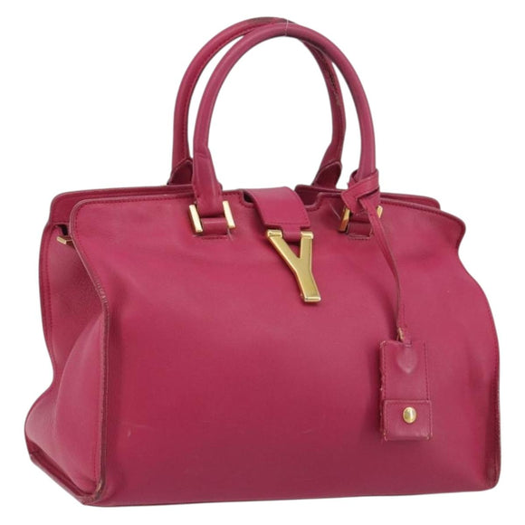 SAINT LAURENT Y Line Hand Bag Leather Pink Gold 311210 Auth 192291