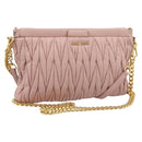 Miu Miu Matelasse Chain Shoulder Bag Leather 2way Pink Gold Auth 192292A-1