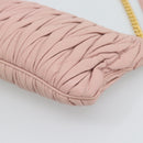 Miu Miu Matelasse Chain Shoulder Bag Leather 2way Pink Gold Auth 192292A-16