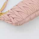 Miu Miu Matelasse Chain Shoulder Bag Leather 2way Pink Gold Auth 192292A-17