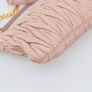 Miu Miu Matelasse Chain Shoulder Bag Leather 2way Pink Gold Auth 192292A-19