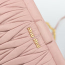 Miu Miu Matelasse Chain Shoulder Bag Leather 2way Pink Gold Auth 192292A-20