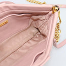 Miu Miu Matelasse Chain Shoulder Bag Leather 2way Pink Gold Auth 192292A-22