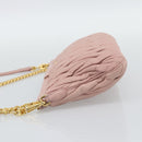 Miu Miu Matelasse Chain Shoulder Bag Leather 2way Pink Gold Auth 192292A-3