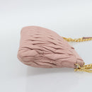 Miu Miu Matelasse Chain Shoulder Bag Leather 2way Pink Gold Auth 192292A-4