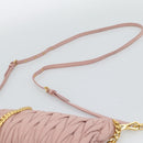 Miu Miu Matelasse Chain Shoulder Bag Leather 2way Pink Gold Auth 192292A-14
