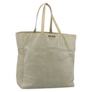 Miu Miu Tote Bag Leather Beige Silver Auth 192293-1