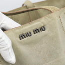 Miu Miu Tote Bag Leather Beige Silver Auth 192293-10
