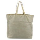 Miu Miu Tote Bag Leather Beige Silver Auth 192293-13
