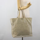 Miu Miu Tote Bag Leather Beige Silver Auth 192293-23
