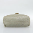 Miu Miu Tote Bag Leather Beige Silver Auth 192293-5