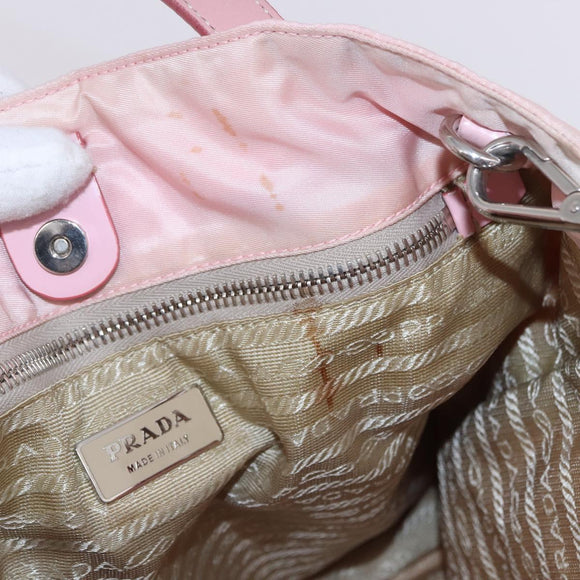 PRADA Tote Bag Nylon 2way Pink Silver Auth 192294