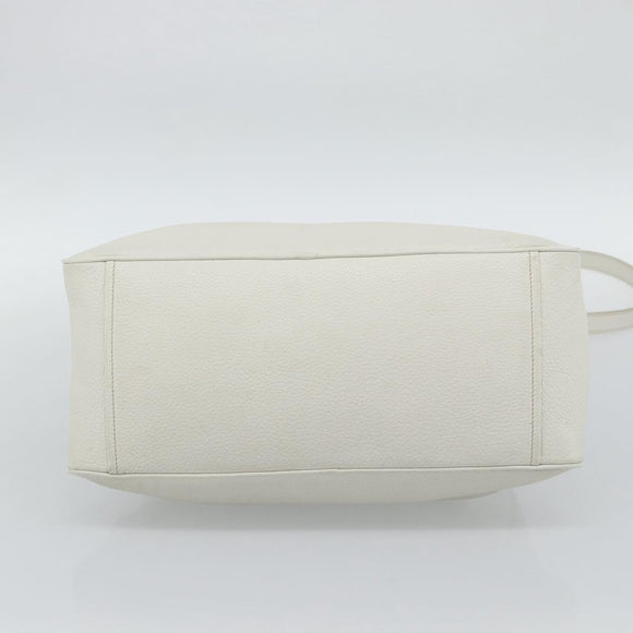 PRADA Hand Bag Vittero Dino Leather 2way White Silver Auth 192296V