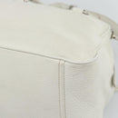 PRADA Hand Bag Vittero Dino Leather 2way White Silver Auth 192296V-18