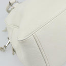 PRADA Hand Bag Vittero Dino Leather 2way White Silver Auth 192296V-19