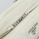 PRADA Hand Bag Vittero Dino Leather 2way White Silver Auth 192296V-21