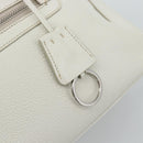 PRADA Hand Bag Vittero Dino Leather 2way White Silver Auth 192296V-9