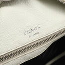 PRADA Hand Bag Vittero Dino Leather 2way White Silver Auth 192296V-22