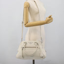 PRADA Hand Bag Vittero Dino Leather 2way White Silver Auth 192296V-28
