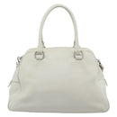 PRADA Hand Bag Vittero Dino Leather 2way White Silver Auth 192296V-2