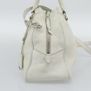 PRADA Hand Bag Vittero Dino Leather 2way White Silver Auth 192296V-4