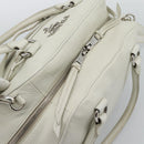 PRADA Hand Bag Vittero Dino Leather 2way White Silver Auth 192296V-6