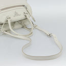 PRADA Hand Bag Vittero Dino Leather 2way White Silver Auth 192296V-8