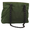 PRADA Plastic Chain Tote Bag Nylon Green Auth 192297-1