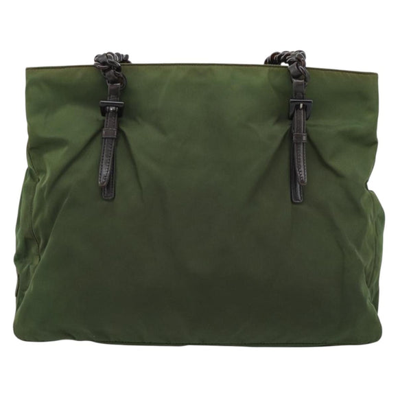 PRADA Plastic Chain Tote Bag Nylon Green Auth 192297