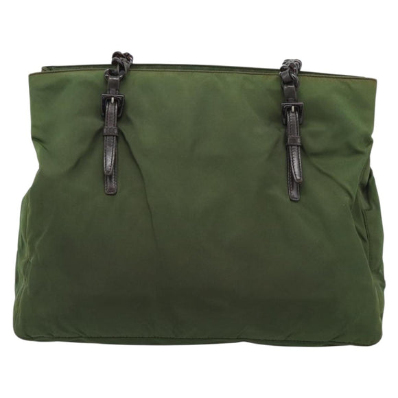 PRADA Plastic Chain Tote Bag Nylon Green Auth 192297