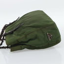 PRADA Plastic Chain Tote Bag Nylon Green Auth 192297-3