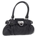 Salvatore Ferragamo Gancini Hand Bag Leather Black Silver Auth 192300A-1