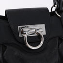 Salvatore Ferragamo Gancini Hand Bag Leather Black Silver Auth 192300A-14