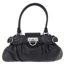Salvatore Ferragamo Gancini Hand Bag Leather Black Silver Auth 192300A-2