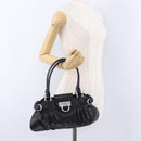 Salvatore Ferragamo Gancini Hand Bag Leather Black Silver Auth 192300A-25