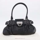 Salvatore Ferragamo Gancini Hand Bag Leather Black Silver Auth 192300A-26