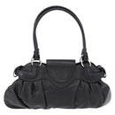Salvatore Ferragamo Gancini Hand Bag Leather Black Silver Auth 192300A-3